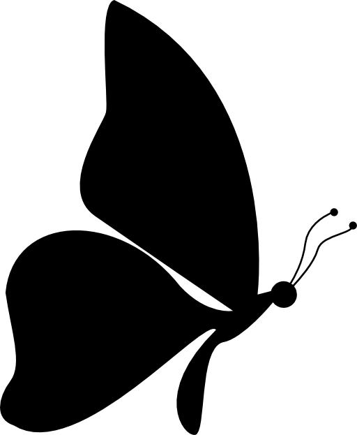 Butterfly shape from side view facing to right