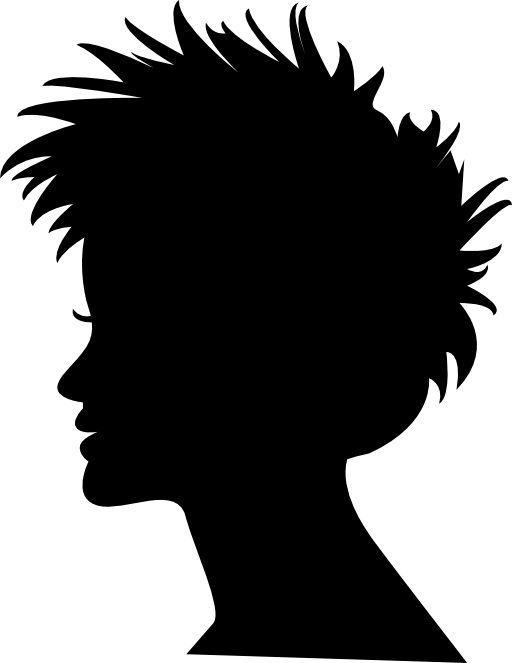 Woman head with short hair silhouette