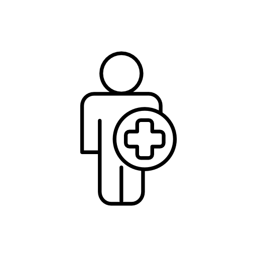 Cross in a circle on a human body silhouette
