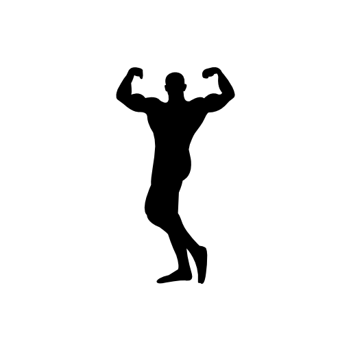 Male bodybuilder silhouette flexing muscles