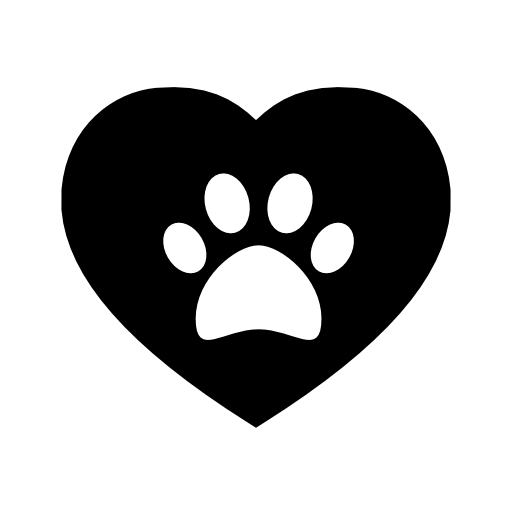 Dog pawprint on a heart