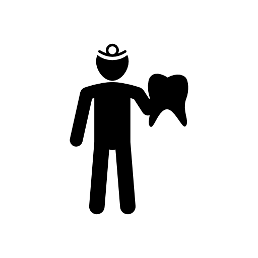 Man and big tooth silhouette