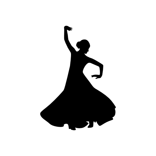 Flamenco female dancer silhouette with raised right arm