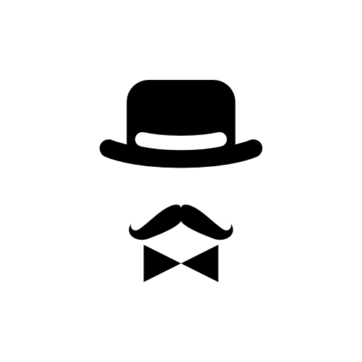 Antique male character of a hat a bow and a mustache