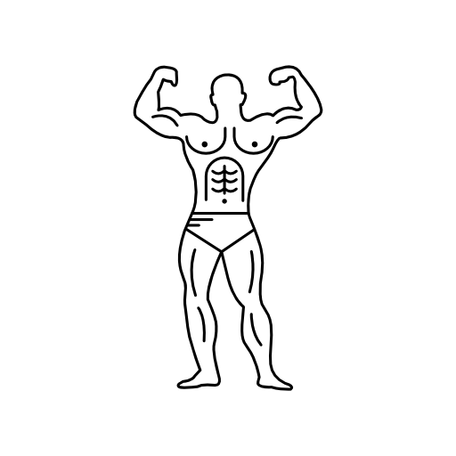 Muscular outline of a bodybuilder flexing
