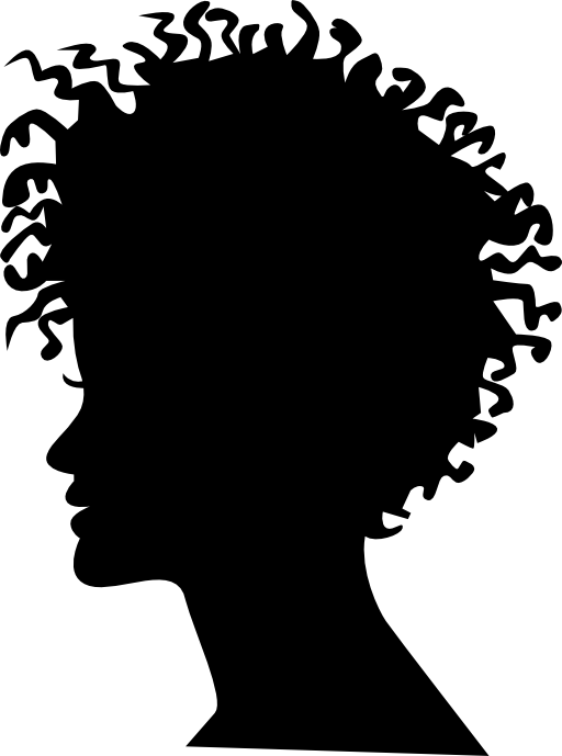 Woman head silhouette with short curled hair style