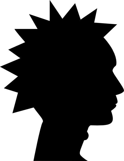 Punk male head side view silhouette