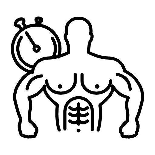 Muscular bodybuilder with clock