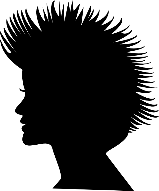 Short hair on female head silhouette