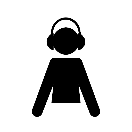 Male cartoon silhouette with headphones