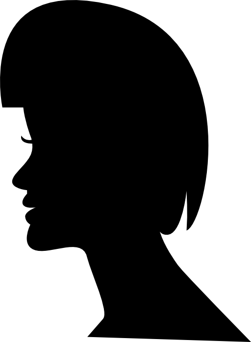 Female short hair on head silhouette