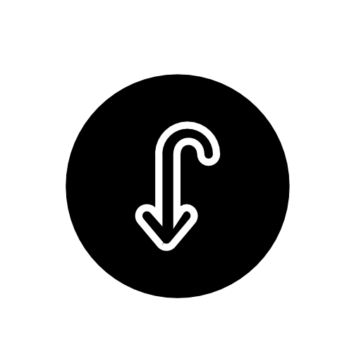 Arrow pointing down inside a circle, IOS 7 interface symbol