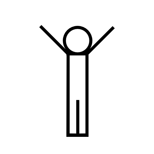 Person standing with arms up, IOS 7 interface symbol