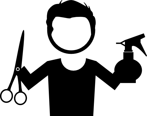 Hairstylist with scissors and spray bottle in hands