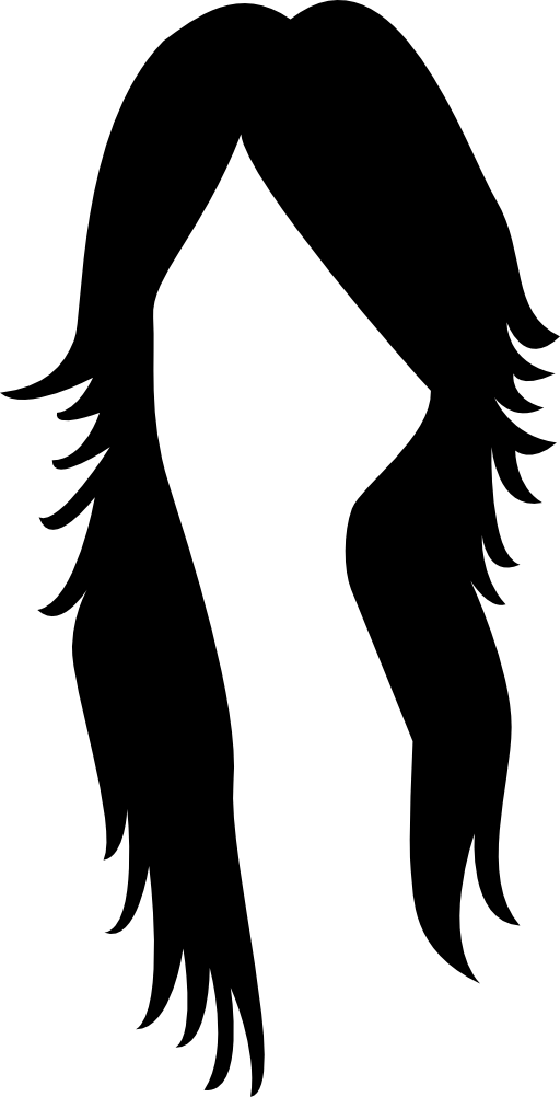 Long dark female hair shape