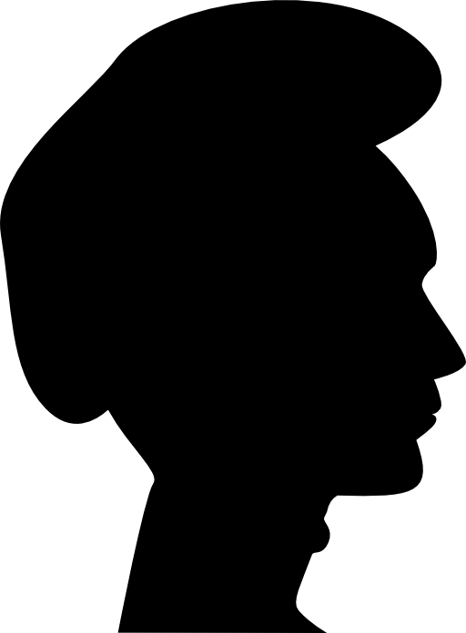 Man head with a hat side view silhouette