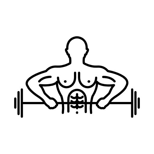 Male weightlifter outline carrying a huge dumbbell