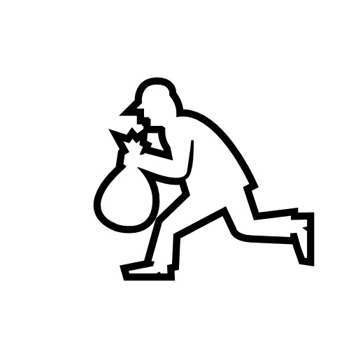 Robber running silhouette with a bag