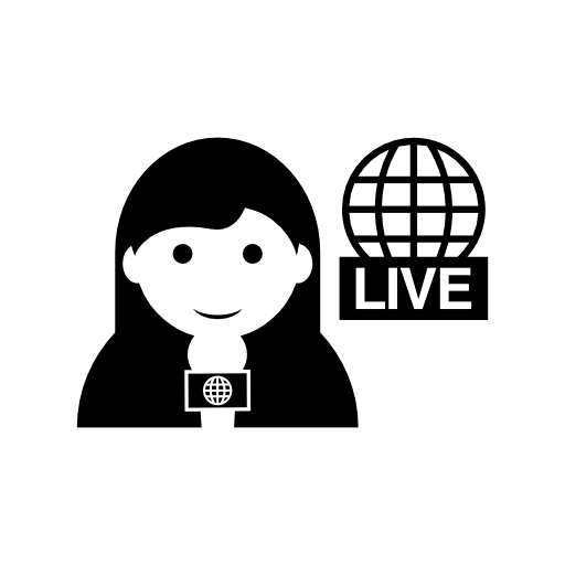 Woman journalist with live news