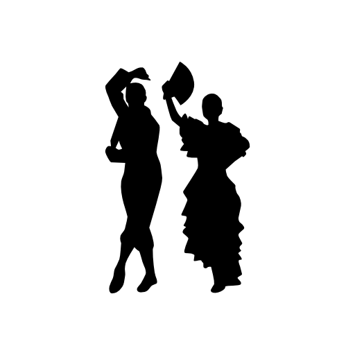 Man and woman flamenco dance silhouettes