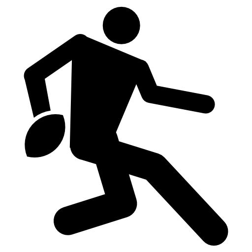 Rugby player with the ball in black silhouette