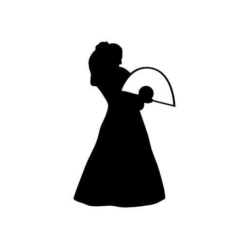Flamenco female model standing silhouette with a fan