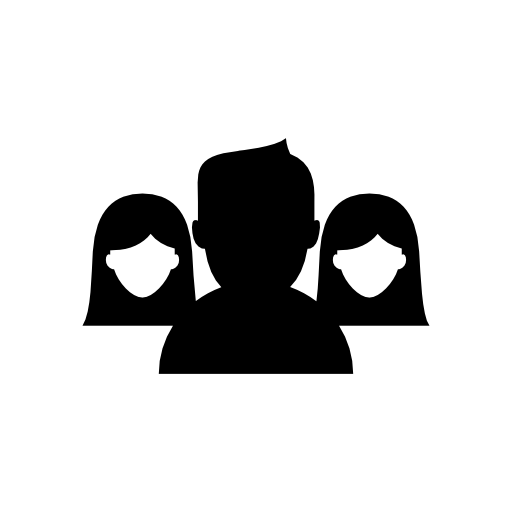 Group close up with man dark silhouette in front