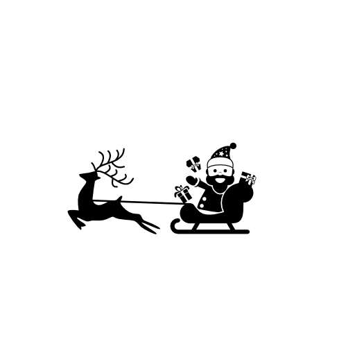 Santa Claus travelling on his sled