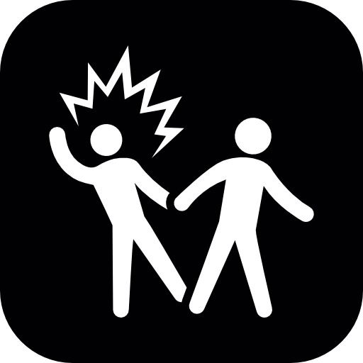 Men silhouettes couple with one astonished