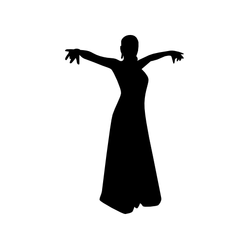 Female flamenco dancer silhouette with extended arms at sides of the shoulders