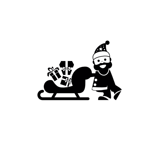 Santa Claus and his sled full of gifts