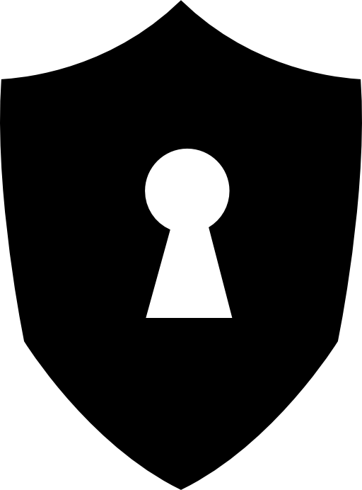 Keyhole in a shield black shape