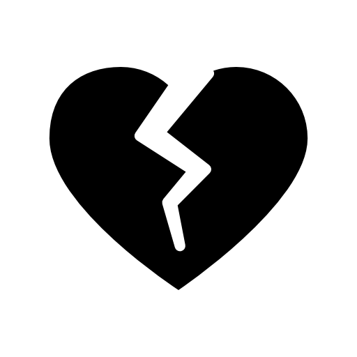 Broken heart silhouette shape