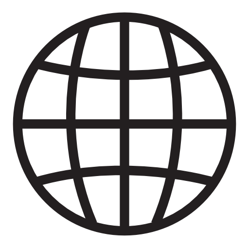 Globe grid silhouette with white details