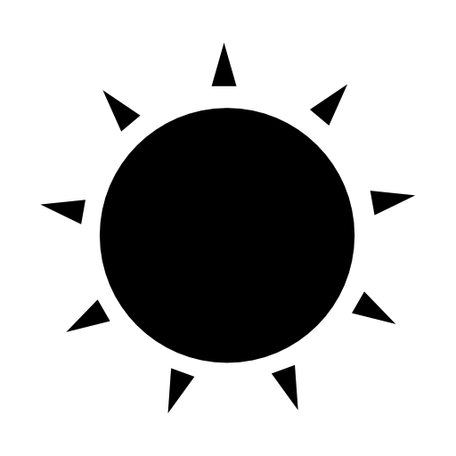 Sun black circular shape with small rays of triangles