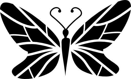Black butterfly top view with lines wings design