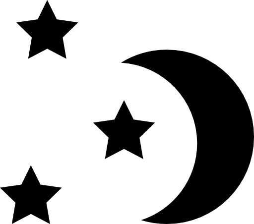 Night moon and star shapes