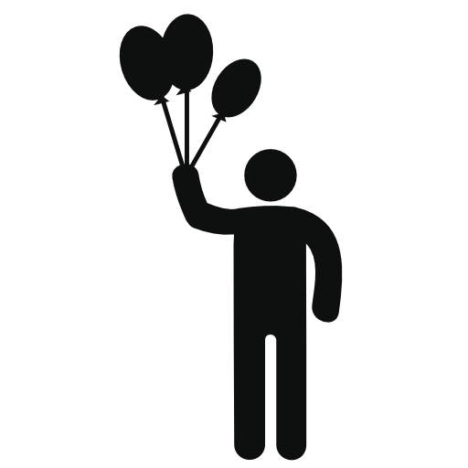 Standing man with balloons silhouette