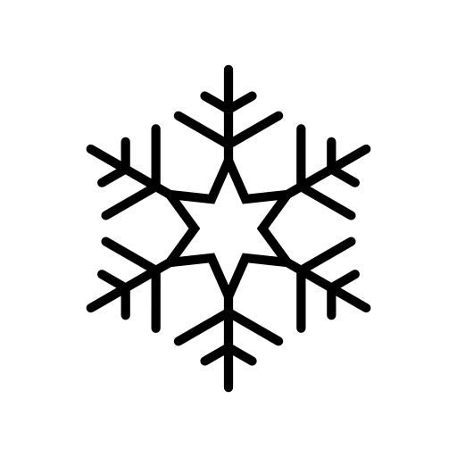 Snowflake with six points star in the center of lines pattern forming an hexagon