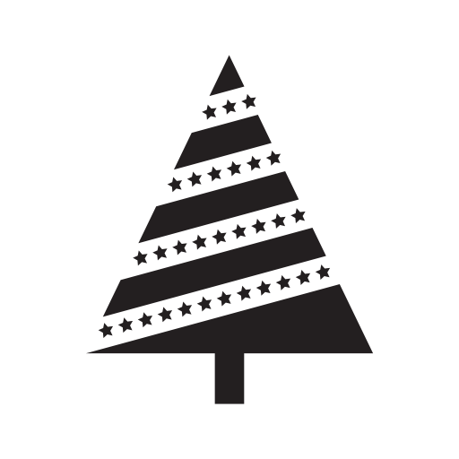 Christmas tree triangular shape with diagonal garlands lines