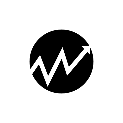 Rising zigzag arrow with a black circular background