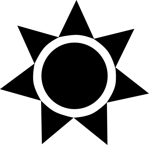 Sun black shape of a circle with triangles
