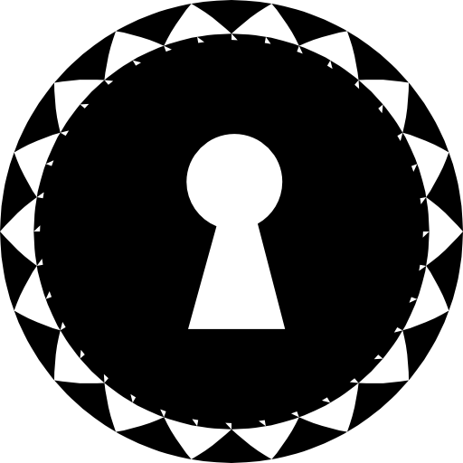 Keyhole shape in a circle with small triangles border