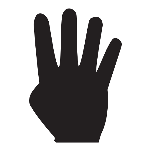 Four finger in hand black shape, IOS 7 interface symbol