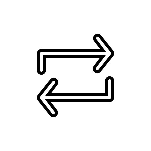 Two opposite arrows with thin outlines