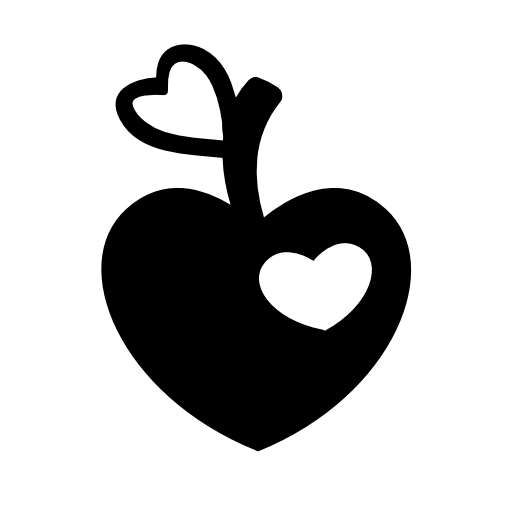 Heart shaped apple with heart bite and heart leaf shape