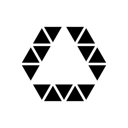 Triangle inside hexagon shape outline of small triangles line