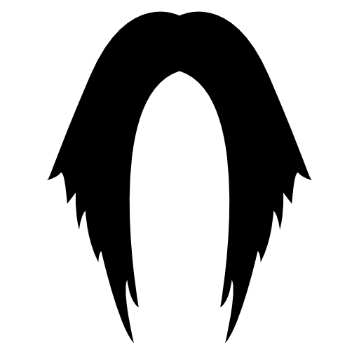 Long dark hair in points