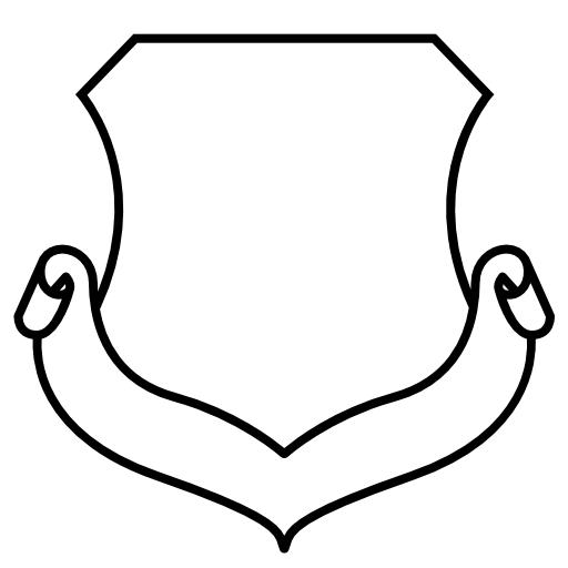 Shield white shape with a ribbon