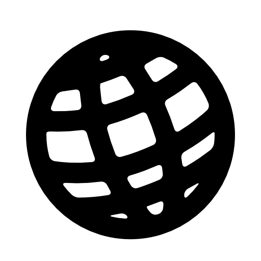 World symbol, circle with grid